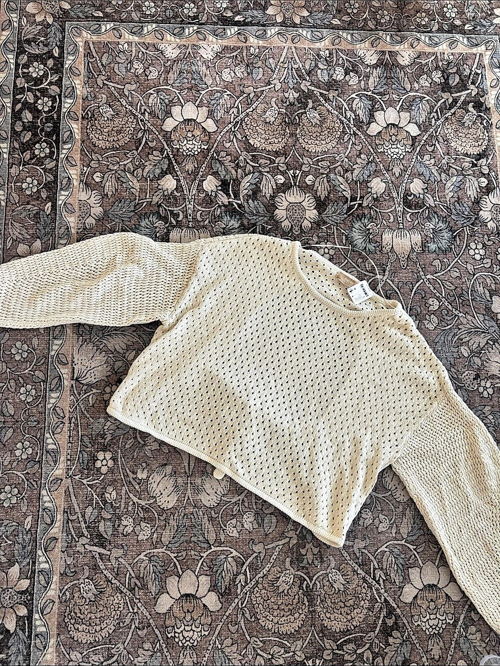 Free People Open Knit Cardigan in Cream Size Medium NWT